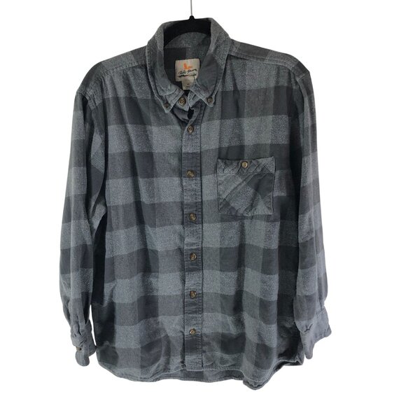 Field & Stream Mens Flannel Shirt Button Down Chest Pockets Cotton Plaid Gray L - Picture 1 of 4